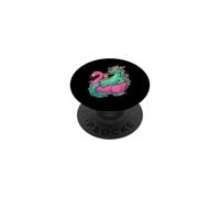 Chill Dragon Flamingo Flotteur Vacances d'été PopSockets PopGrip Adhésif