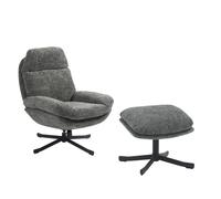 CHILL - Fauteuil et repose pieds tissu gris Gris