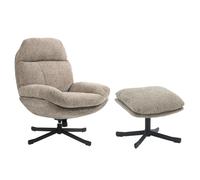 CHILL - Fauteuil et repose pieds tissu sable Beige