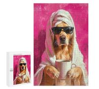 Chill Golden Retriever with Coffee Mug Puzzle 1000 Pièces Educa Jouet en Bois Cadeau Unique Décoration Intérieure Jeu Éducatif Challenge Toy Adultes Et Enfants À Partir De 14 Ans 1000 PCS