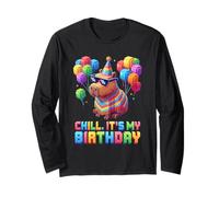 Chill. It's My Birthday Capybara Pixel Poncho Manche Longue
