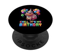 Chill. It's My Birthday Capybara Pixel Poncho PopSockets PopGrip Adhésif
