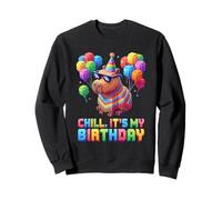 Chill. It's My Birthday Capybara Pixel Poncho Sweatshirt