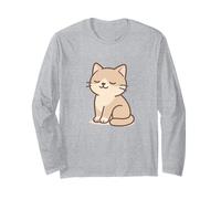 Chill Kawaii Cat Art. Illustration d'animaux décontractés. Manche Longue