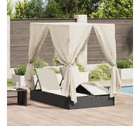 Chill Out Avec Le Transat Double Vidaxl Avec Toit Et Rideaux En Poly Rotin Noir