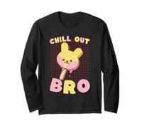 Chill Out Bro Kawaii Bunny Ice Pop Grille rétro Manche Longue