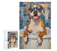 Chill Out Cool Dog in Tub Puzzle 1000 Pièces Educa Jouet en Bois Cadeau Unique Décoration Intérieure Jeu Éducatif Challenge Toy Adultes Et Enfants À Partir De 14 Ans 1000 PCS