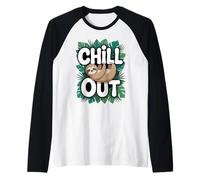 Chill Out Mignon Paresseux Tropical Monstera Cartoon Manche Raglan