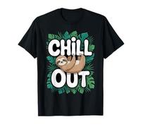 Chill Out Mignon Paresseux Tropical Monstera Cartoon T-Shirt