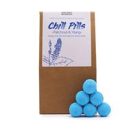 Chill Pills Bombes de bain, parfum ylang et patchouli, végétaliennes, faites à la main, sans plastique, paquet de 350 g, 30 pilules