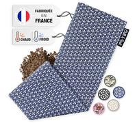 Chill&Rest - Bouillotte longue micro onde déhoussable - Fabriquée en France - Coussin chauffant dos - Graines de lin - Masque migraine - Bouillotte ventre - Collier cervical - Bleu - La Segaiha