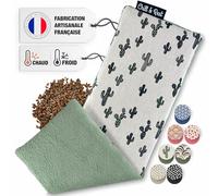 Chill&Rest - Bouillotte micro-onde fabriquée en France - Coussin chauffant dos - Bouillotte seche - Confortable et apaisante - Chauffe cou - Idée cadeau famille - Vert - La Cactus