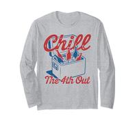 Chill The 4th Out Cooler Humoristique Fête Bière USA BBQ Manche Longue