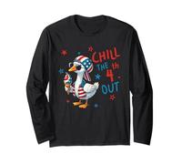 Chill the 4th Out Funny Patriotic Duck Ice Cream USA Party Manche Longue