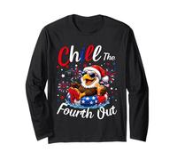 Chill The Fourth Out Bald Eagle Funny July 4th Manche Longue