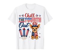 Chill The Fourth Out Chihuahua Dog Drapeau américain 4 juillet T-Shirt