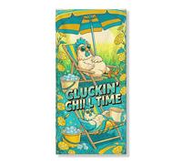 Chill Time Bannière décorative pour porte d'entrée, décoration de porte d'entrée sur le thème du poulet d'été, fournitures de vacances saisonnières d'intérieur et d'extérieur 91,4 x 183 cm