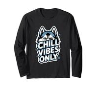 Chill Vibes Only Husky Dog Snow Winter ICY Cool Design Manche Longue