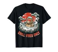 Chill Vibes Only Japanese Snow Monkey Onsen Hot Spring Retro T-Shirt