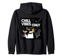 Chill Vibes Only Penguin Martini Jazz Music Lover Art Sweat à Capuche
