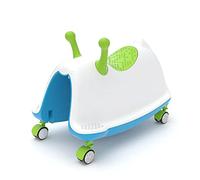 Chillafish Trackie trotteur pousseur évolutif 4 en 1: Pousseur, cheval à bascule, trotteur, et porteur dans un seul jouet pour les enfants de 1 à 5 ans, siège réglable et roues pliables, bleu rouge