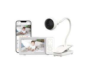 CHILLAX - Babyphone Camera Giraffe Clip - Écran LCD HD 5'' - Caméra Full HD 1080p - Tige Flexible - Vision Nocturne - Talkie-Walkie - WiFi on/Off - Berceuses - Alerte Son & Mouvement - avec App