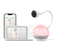 CHILLAX - Babyphone Camera Giraffe Mood Sleep Trainer - Écran LCD HD 5'' - Caméra 360° 1080p - Tige Flexible - Apprentissage du Sommeil & Veilleuse Multicolore - Talkie-Walkie - WiFi on/Off - App