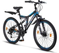 Chillaxx Bike Falcon Premium Mountainbike en 24 et 26 pouces - vélo pour garçons, filles, femmes et hommes - frein à disque - 21 vitesses - suspension complète