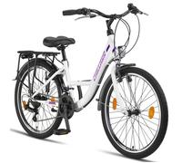 Chillaxx Strada Premium City Bike - 24 pouce, Blanc-violet frein en V