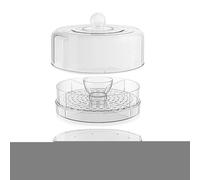 Chilled Serving Tray - Shrimp Cocktail Platter Dish, Rotating Reversible Trays Design with A 4-Grid System, Fruit Ice Serving Bowl with Clear Lid, Appetizer Snack Platter for Picnic Birthday Camping