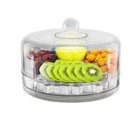 Chilled Veggie Tray - Rotating Chilled Tray | Chillêd Trây with Clear Lid | 4 Compartment Outdoor Multi-Functional Food Storage Container | Clear Cupcake Platter Trây | Rotating Ice Veggie Platter