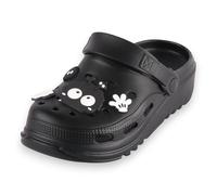 CHILLIFE Sabots à plateforme pour femme avec breloques amovibles, sandales de plage, piscine et jardin, été - Fabriqué au Portugal, Noir , 38 EU