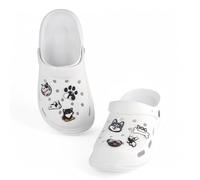 CHILLIFE Sabots à Plateforme pour Femme avec Charms de Chiens Amovibles, pour le Travail, la Plage et le Jardin - Fabriqué au Portugal, blanc, 39 EU