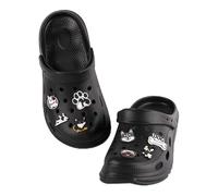 CHILLIFE Sabots à Plateforme pour Femme avec Charms de Chiens Amovibles, pour Travail, Plage et Jardin - Fabriqué au Portugal, Noir , 40 EU