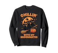 Chillin ’avec Mes broomtes drôle Halloween Cat Maman Sweatshirt