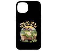 Chillin' Like A Frog On A Log Style rétro amusant Coque pour iPhone 13