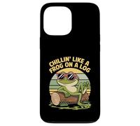 Chillin' Like A Frog On A Log Style rétro amusant Coque pour iPhone 13 Pro Max