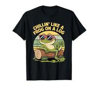 Chillin' Like A Frog On A Log Style rétro amusant T-Shirt