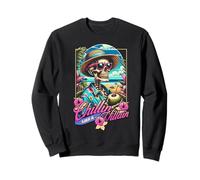 Chillin Like A Villain Summer Skeleton Beach Bum Vibes Sweatshirt