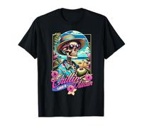 Chillin Like A Villain Summer Skeleton Beach Bum Vibes T-Shirt