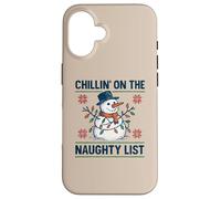 Chillin on The Naughty Funny Snowman Christmas Spirit Coque pour iPhone 16