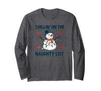 Chillin on The Naughty Funny Snowman Christmas Spirit Manche Longue