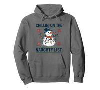 Chillin on The Naughty Funny Snowman Christmas Spirit Sweat à Capuche