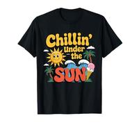 Chillin' Under The Sun Crème glacée rétro Summer Wave Palmier T-Shirt