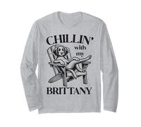 Chillin' with My Brittany Chaise Longue d'été pour Chien Manche Longue