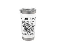 Chillin' with my Shih Tzu Chaise longue d'été pour chien Gobelet isotherme en acier inoxydable double paroi
