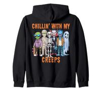 Chilling with My Creeps Halloween Monstres, Spooky Halloween Sweat à Capuche
