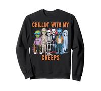 Chilling with My Creeps Halloween Monstres, Spooky Halloween Sweatshirt