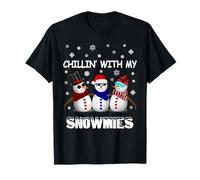 Chilling with My Snowmies Funny Christmas Snowman T-Shirt