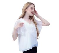 ChillSabai Chemisier d'allaitement pour femme - Haut d'allaitement court en mousseline de soie avec manches flottantes et fermeture éclair - Élégant, dissimulant la silhouette et doux pour la peau